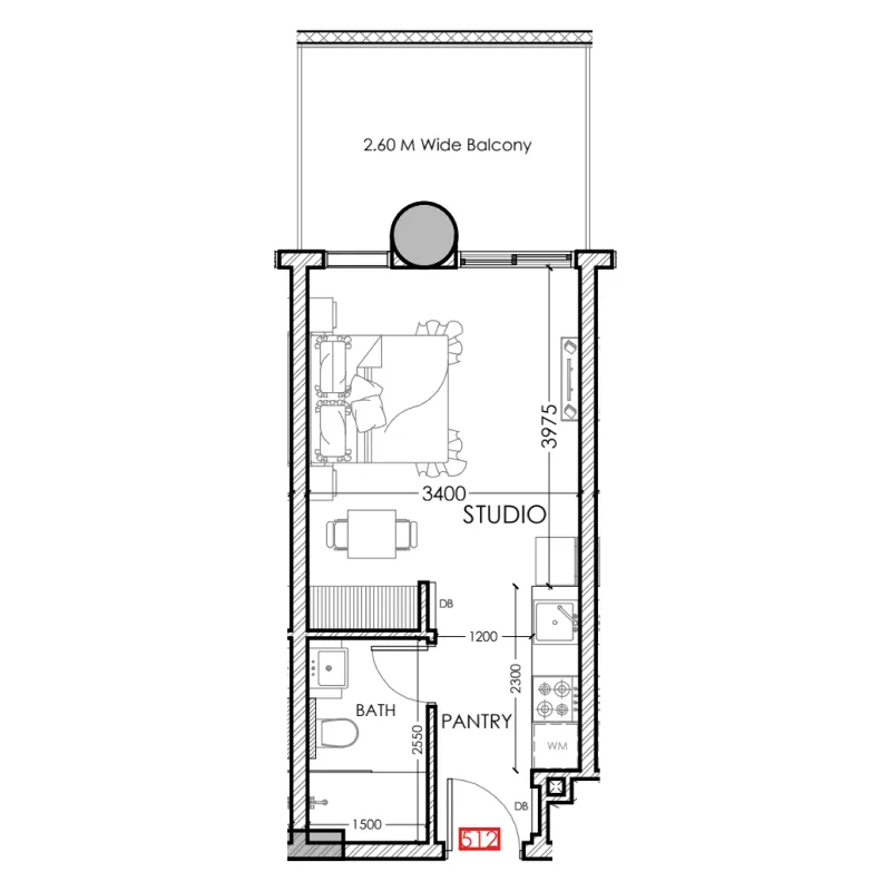 Al Haseen Residences 5 Studio floor plan, 383 sqft