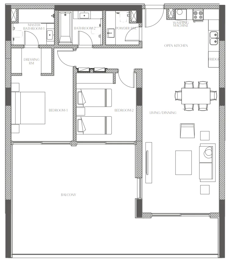 Creekside Residence 2 bed floor plan, 1,775 – 1,803 sqft