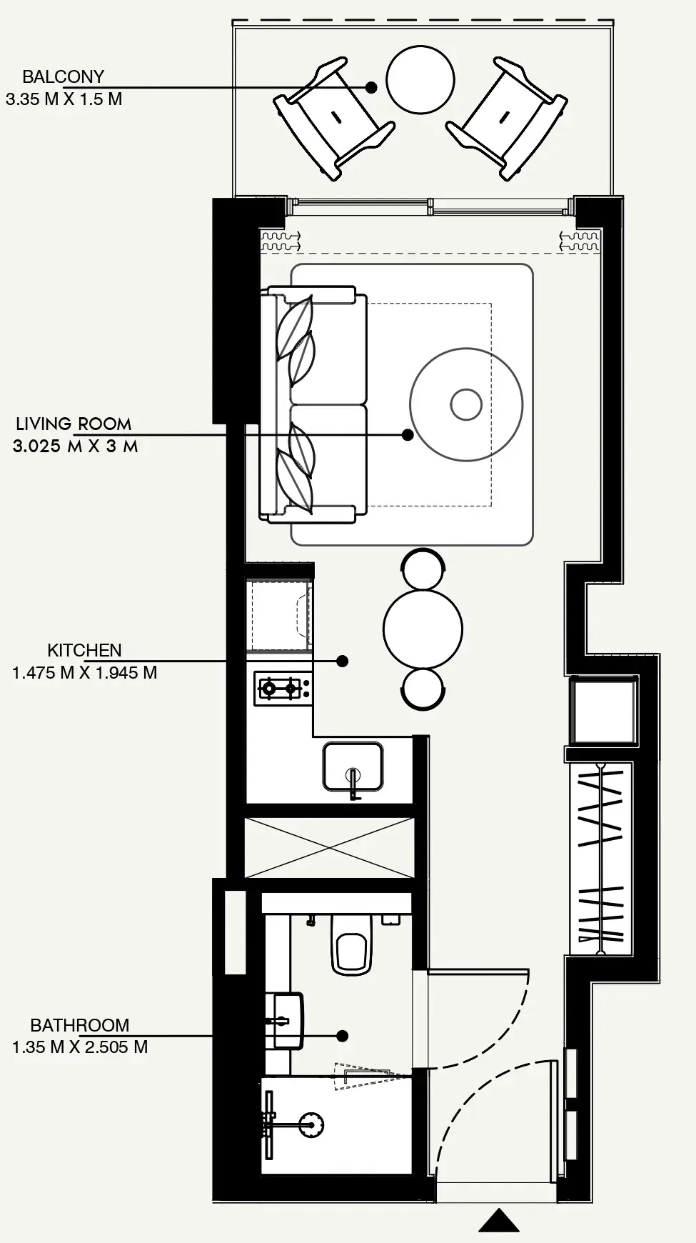 Azizi Venice Studio floor plan, 363 sqft