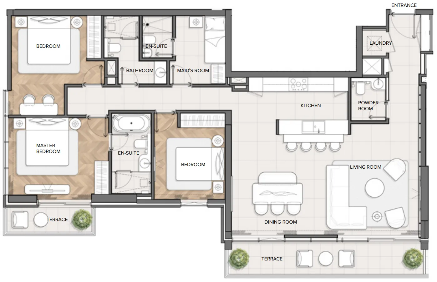 Residences Du Port Autograph Collection 3 bed floor plan, 1,663 sqft