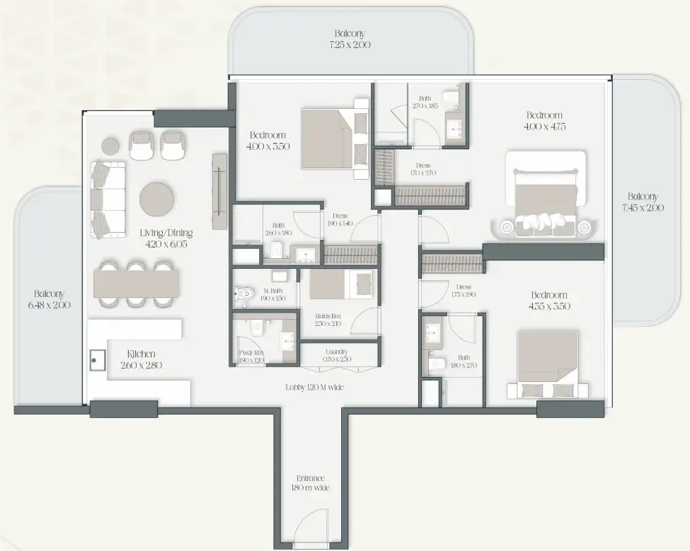 The Caden by Prescott 3 bed floor plan, 2,032 – 2,122 sqft
