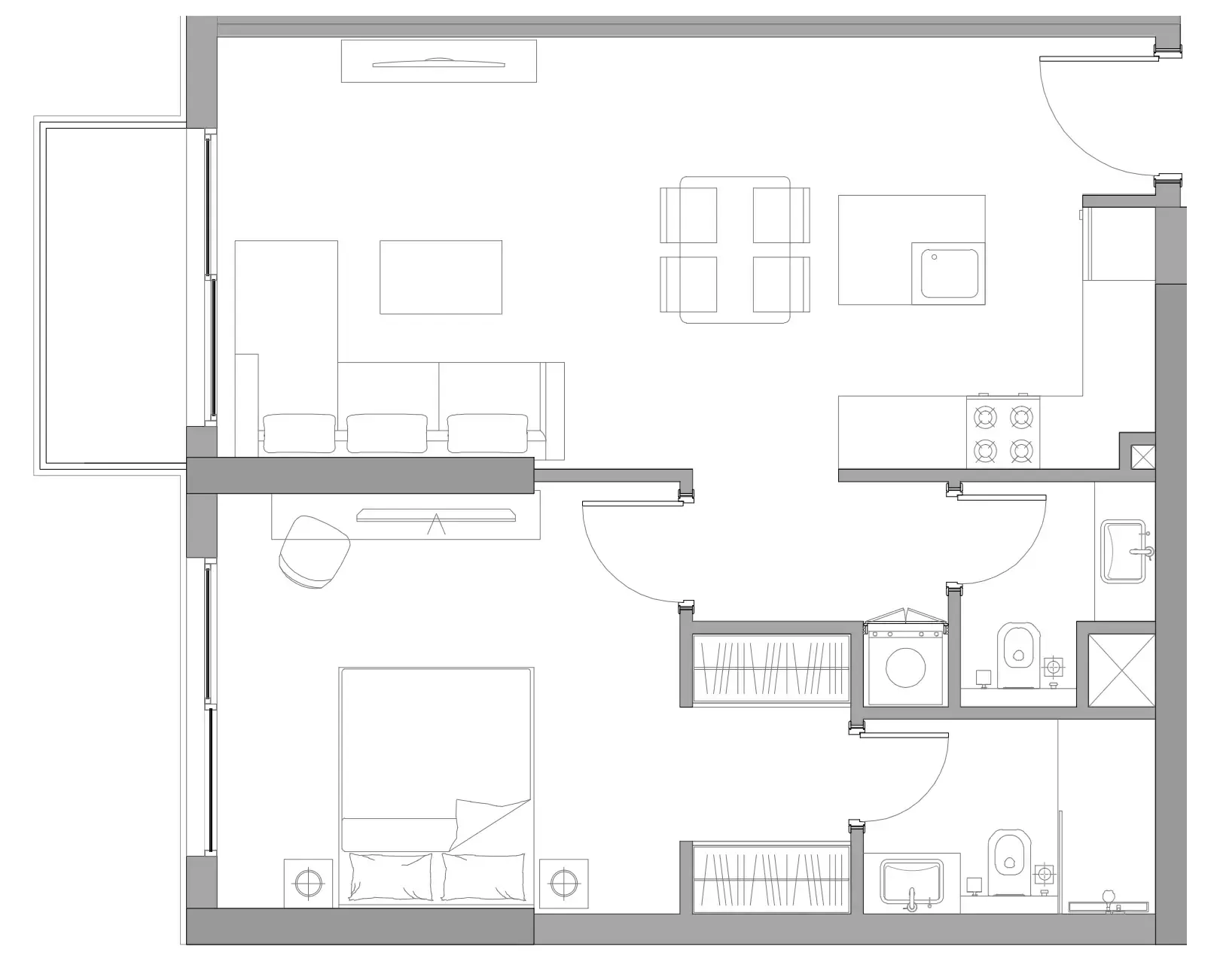 Trevino 1 bed floor plan, 666 sqft