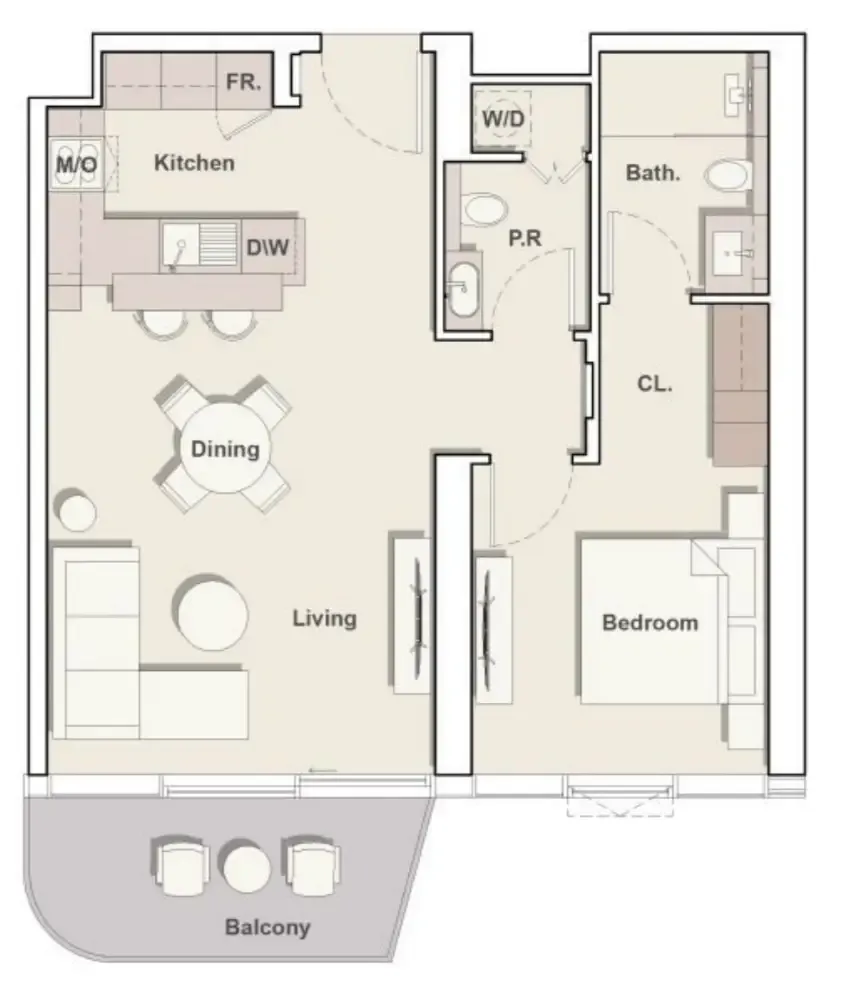 Portside Square 1 bed floor plan, 793 sqft