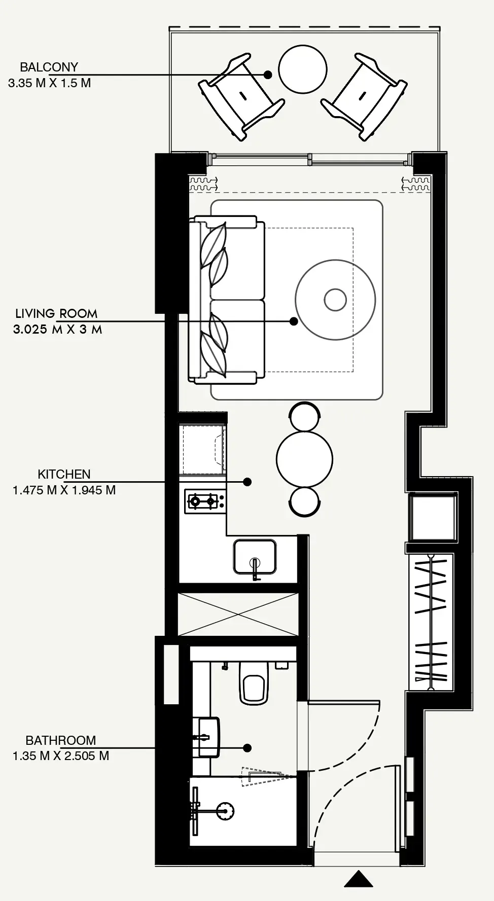 Azizi Venice Studio floor plan, 363 sqft