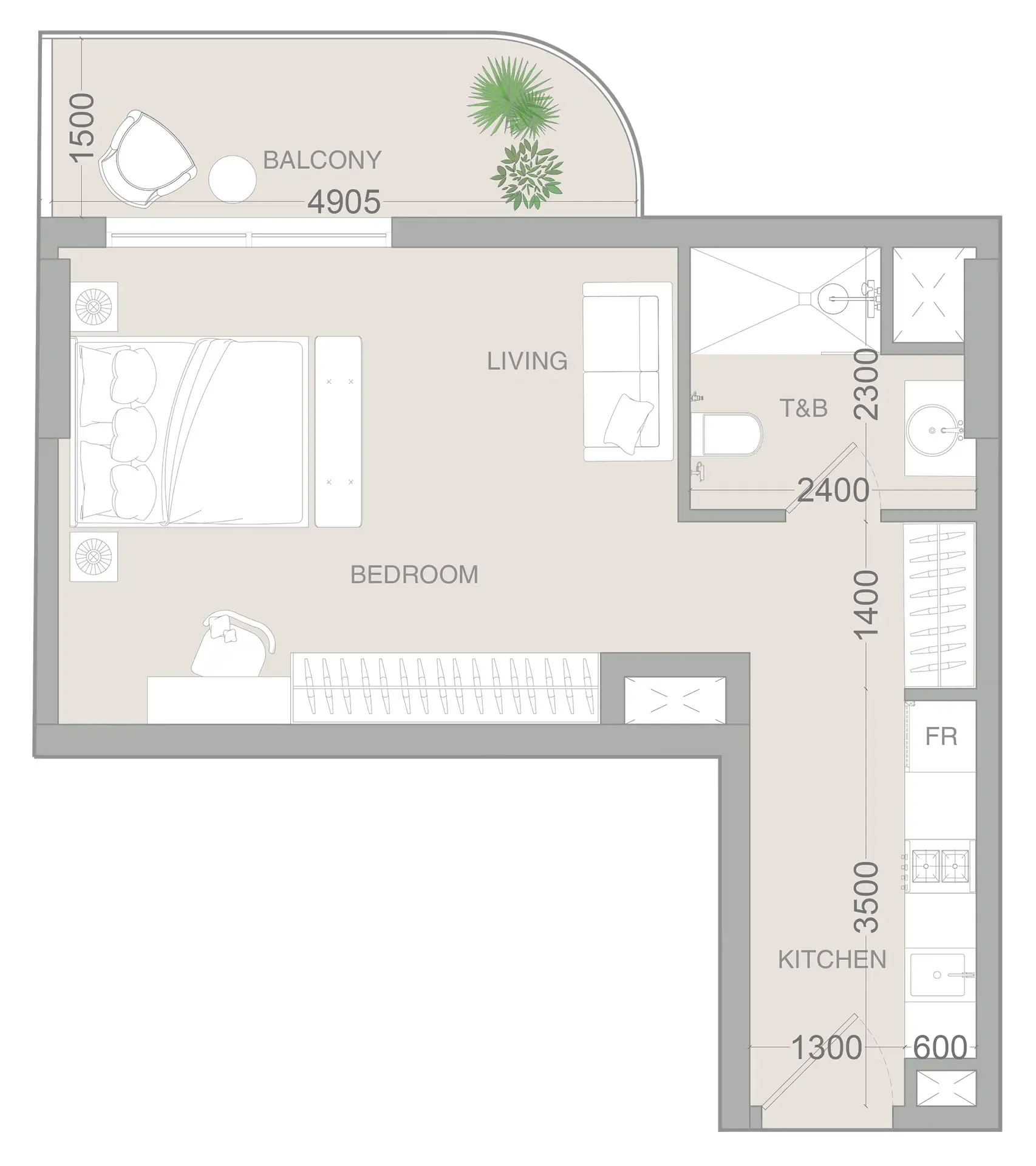 VERDAN1A 3 Studio floor plan, 506 sqft