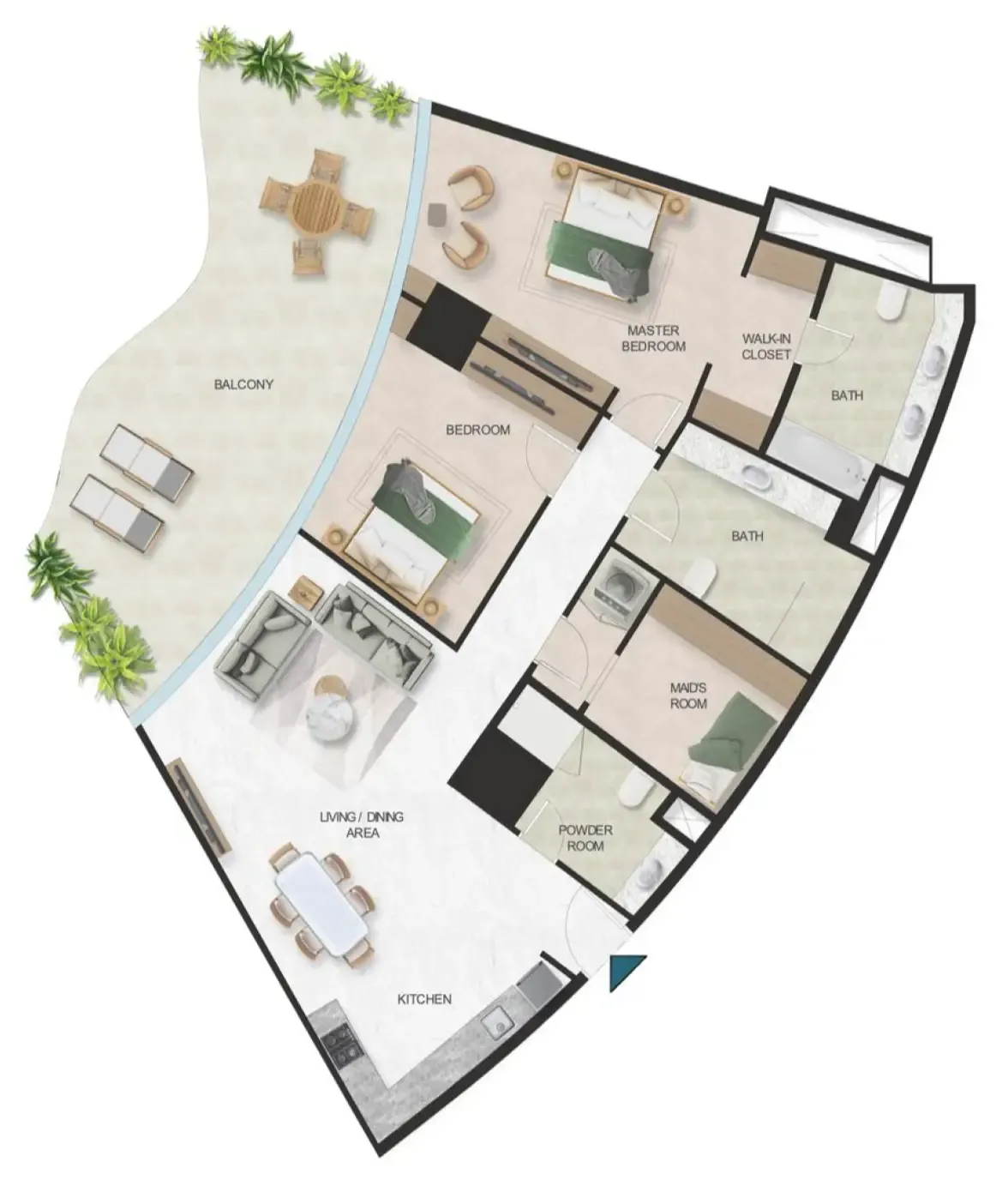 Oystra 2 bed floor plan, 1,862 sqft