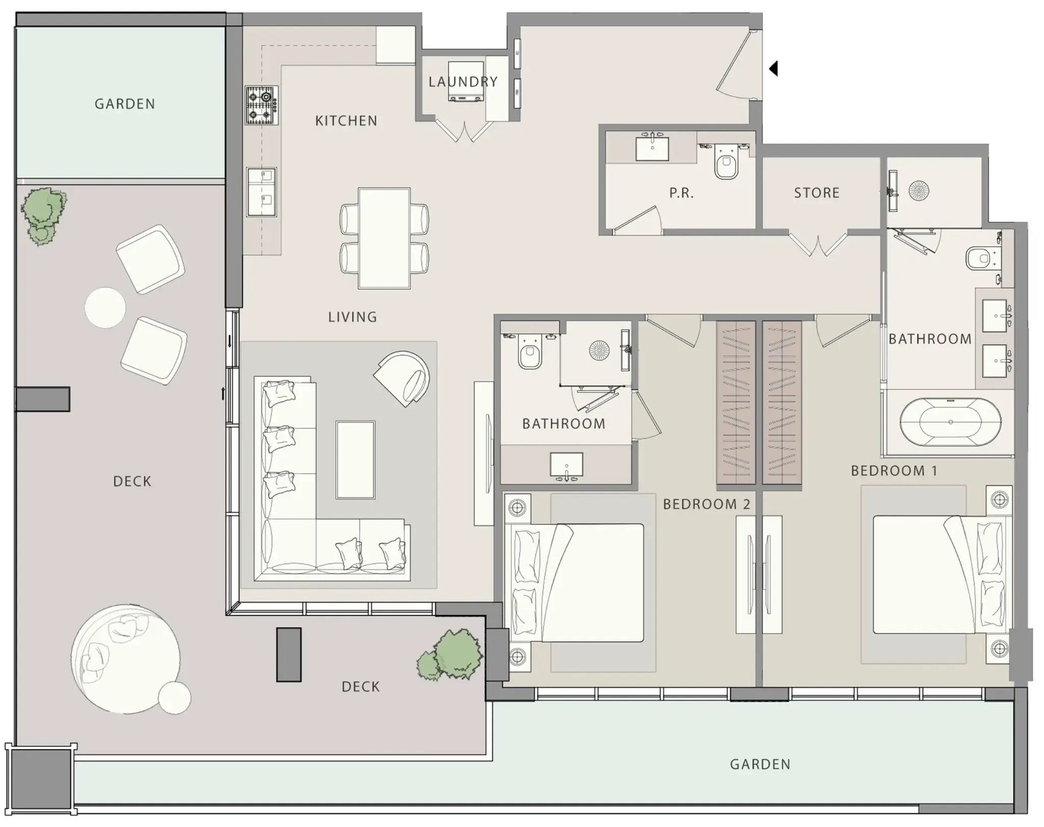 Uno-Luxe 2 bed floor plan, 1,875 sqft