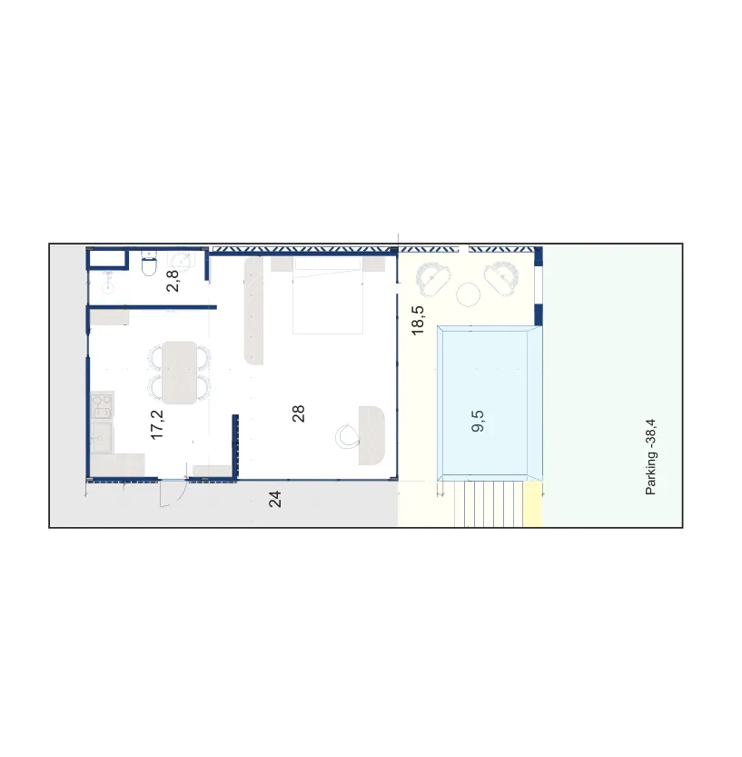 Ardhana Residence Villas 1 bed floor plan, 517 sqft