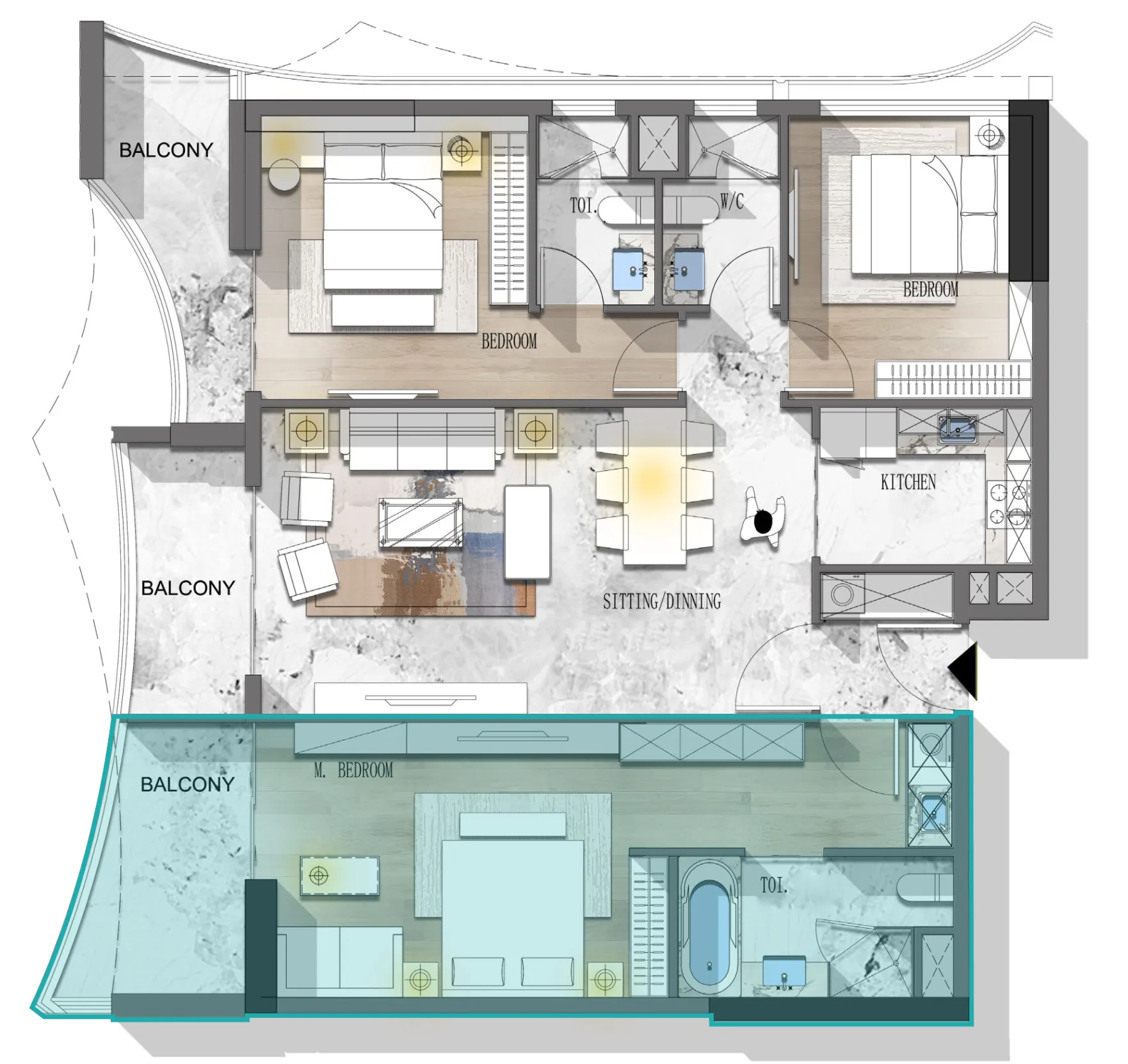 Stamn Nautis Residences 3 bed floor plan, 1,374 – 2,083 sqft