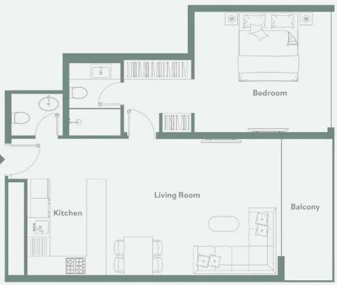 Luma Park Views 1 bed floor plan, 798 – 805 sqft