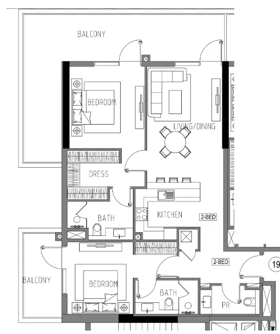 Damac Riverside Views 2 bed floor plan, 1,442 sqft