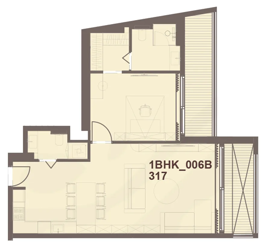 J-Haus Residence 1 bed floor plan, 928 sqft