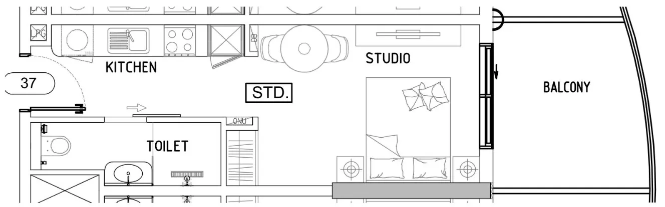 Damac Lagoons Views Phase 3 Studio floor plan, 399 – 406 sqft
