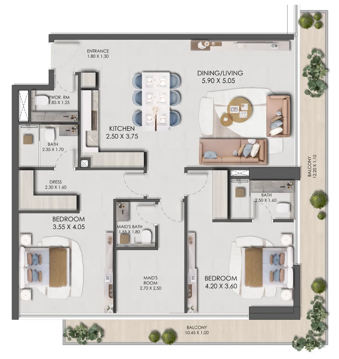 Legado by Prescott 2 bed floor plan, 1,543 sqft