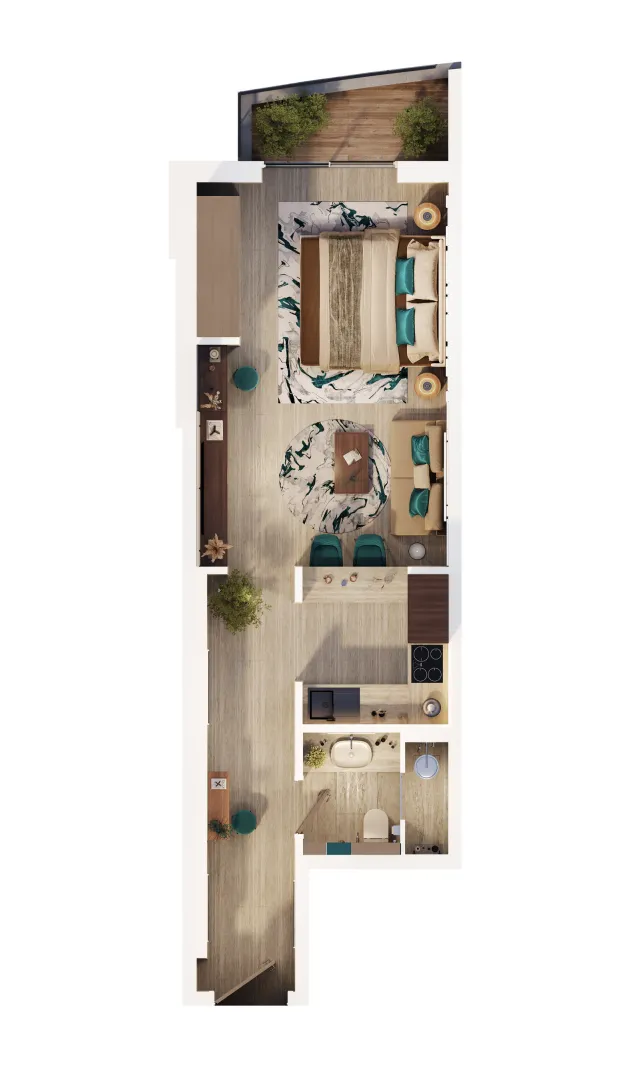 MAG 777 Studio floor plan, 502 sqft