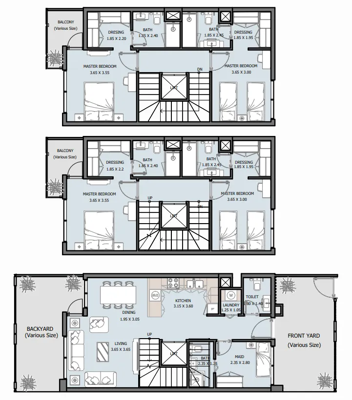 Royal Park 4 bed floor plan, 2,313 – 2,622 sqft