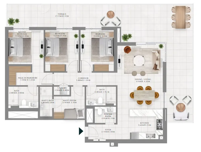 Park Lane 3 bed floor plan, 2,203 sqft