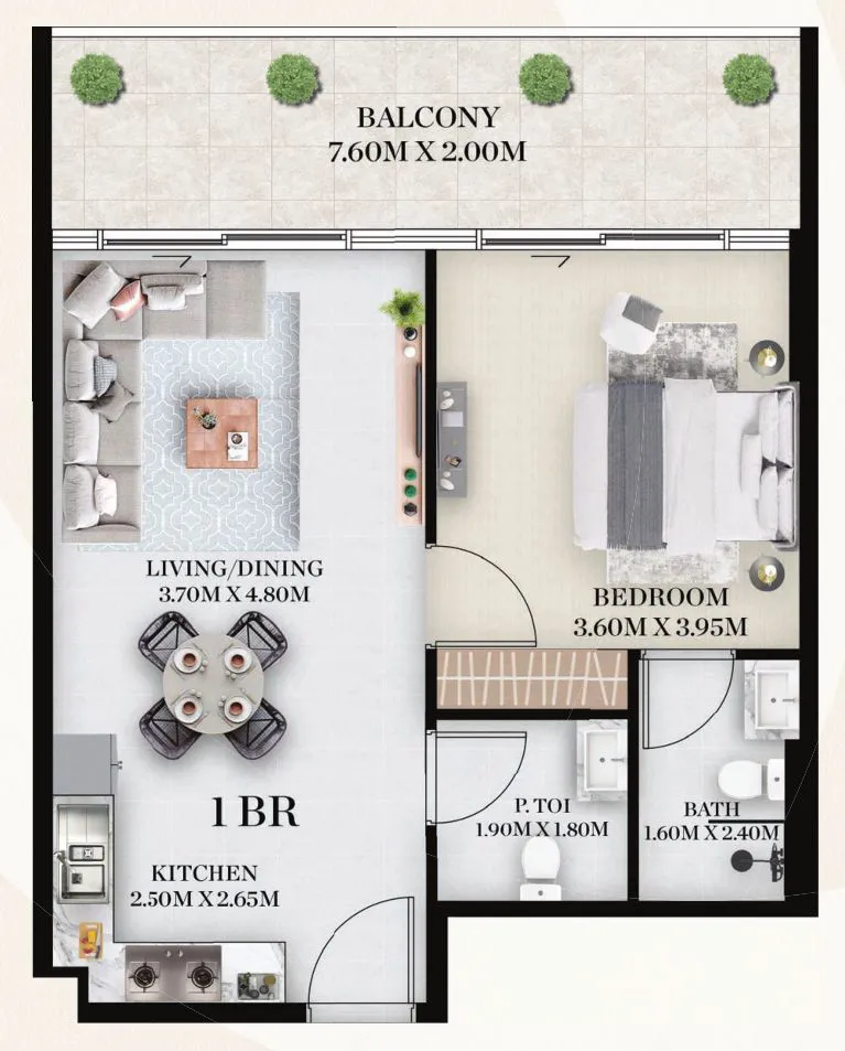 Chapter 01 by Newbury 1 bed floor plan, 751 sqft