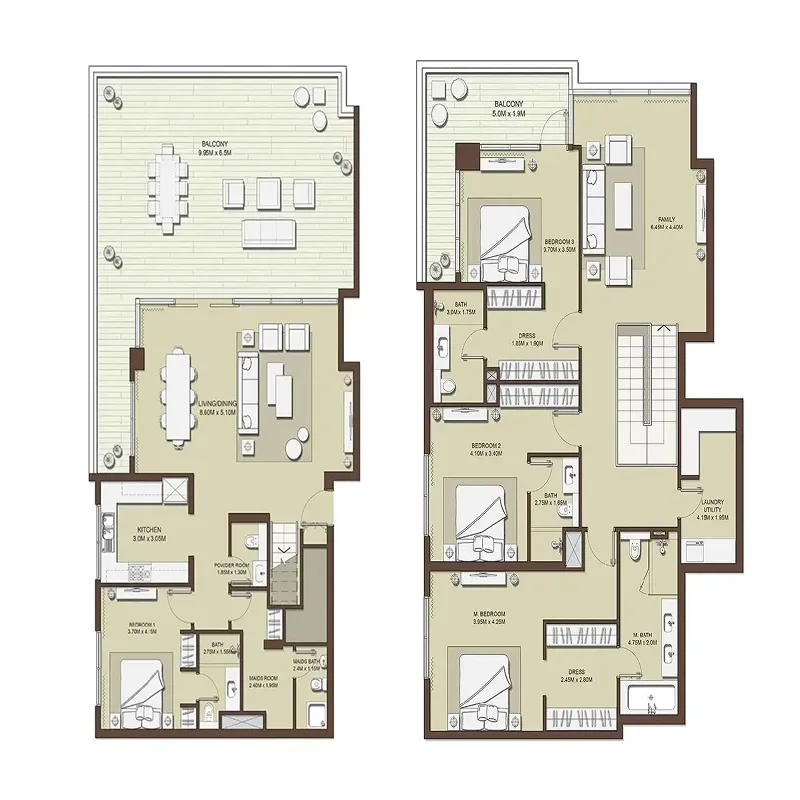 Mulberry 2 Park Heights 4 bed floor plan, 3,916 sqft