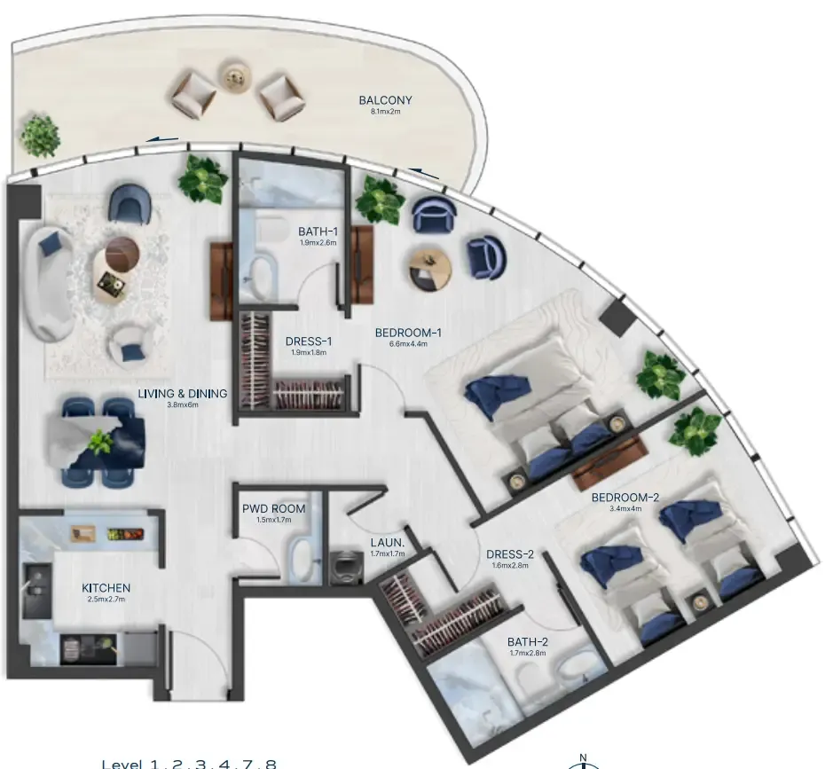 Acacia by BNW Developments 2 bed floor plan, 1,420 sqft