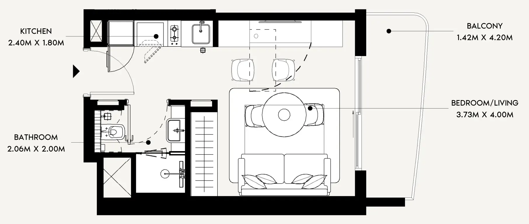 Azizi Leily Studio floor plan, 334 sqft