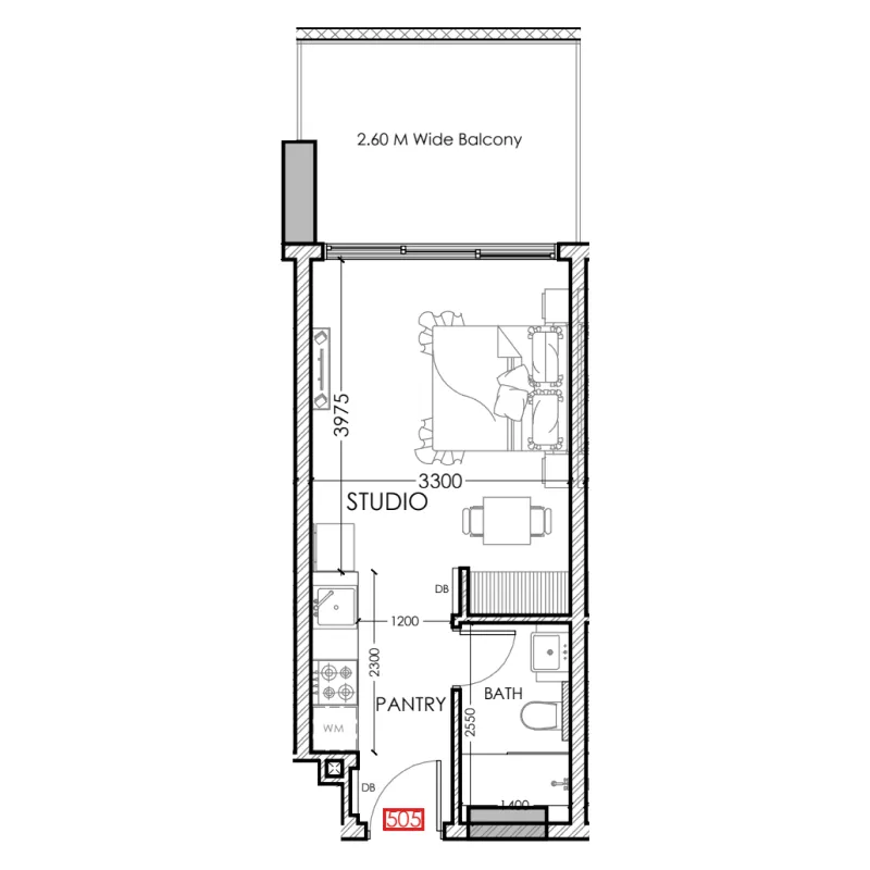 Al Haseen Residences 5 Studio floor plan, 369 sqft