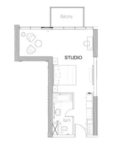 Damac Hills - Radisson Dubai Studio floor plan, 567 sqft