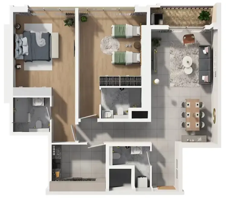 Barajeel Towers 2 bed floor plan, 1,859 sqft