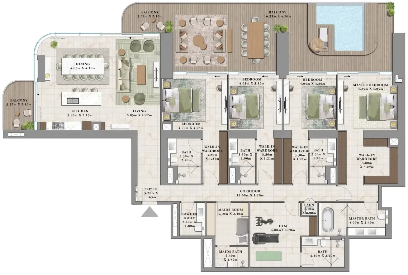 Avarra by Palace 4 bed floor plan, 4,226 sqft