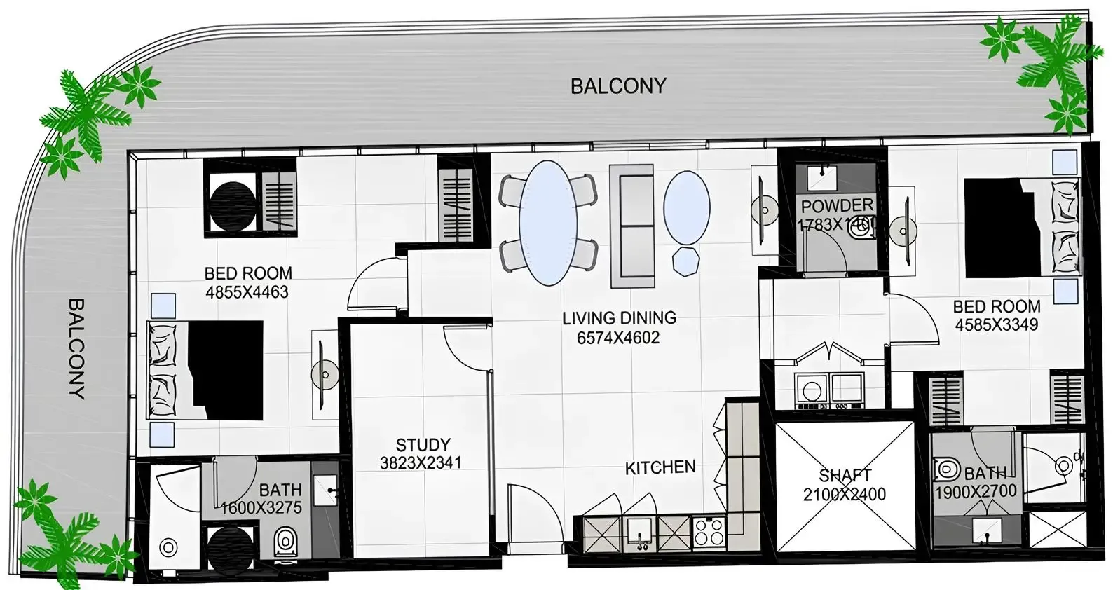 The Community Sports Arena 2 bed floor plan, 1,663 sqft