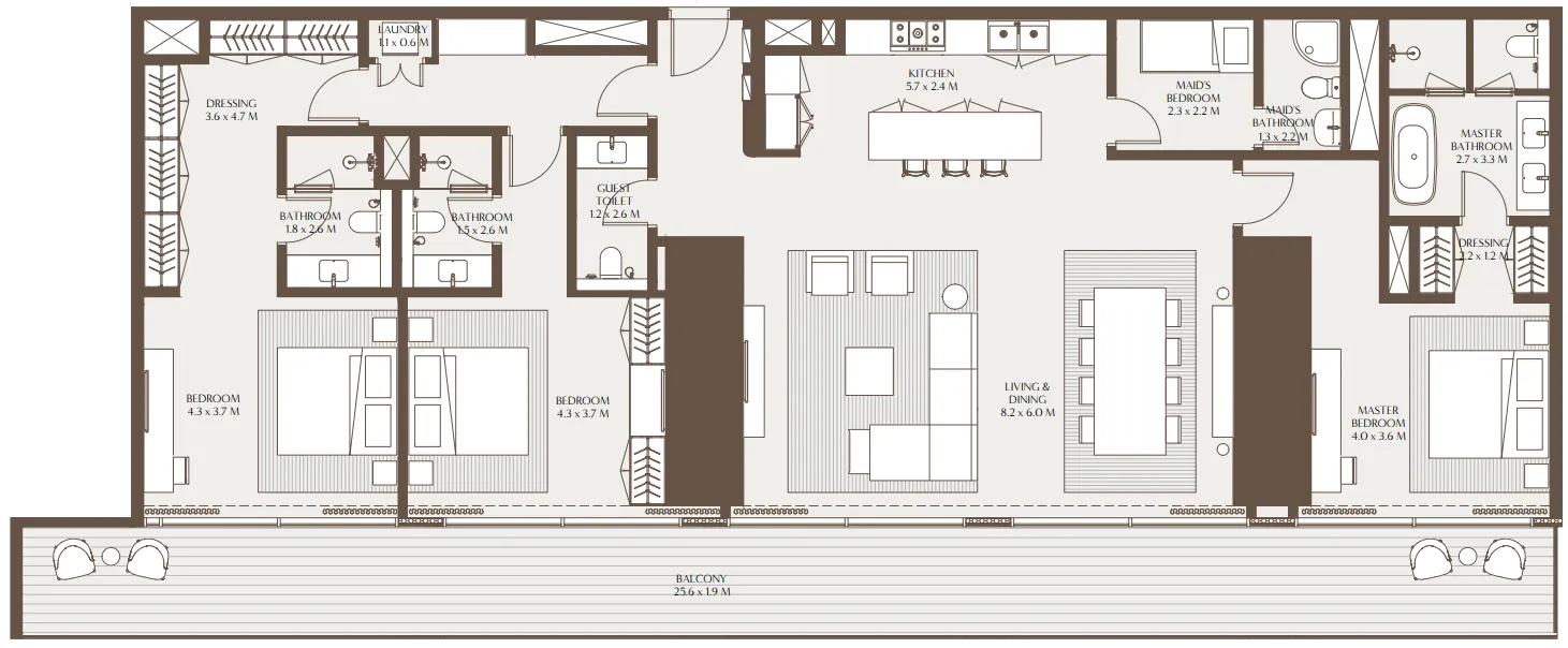 Akala Residences 3 bed floor plan, 2,647 sqft