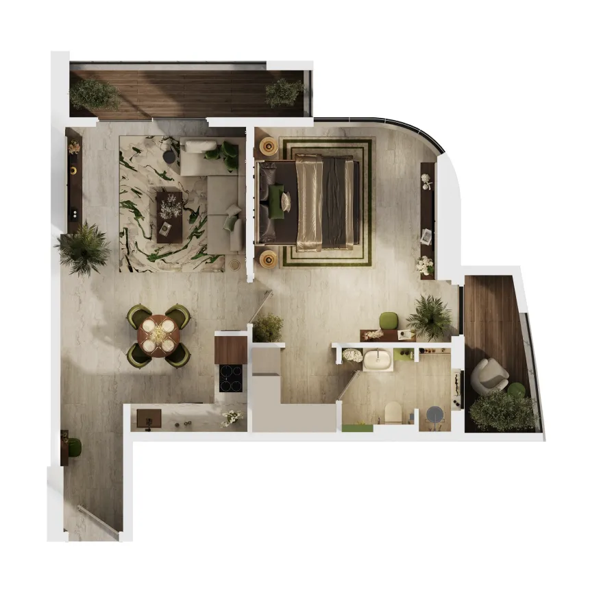 MAG 777 1 bed floor plan, 772 sqft