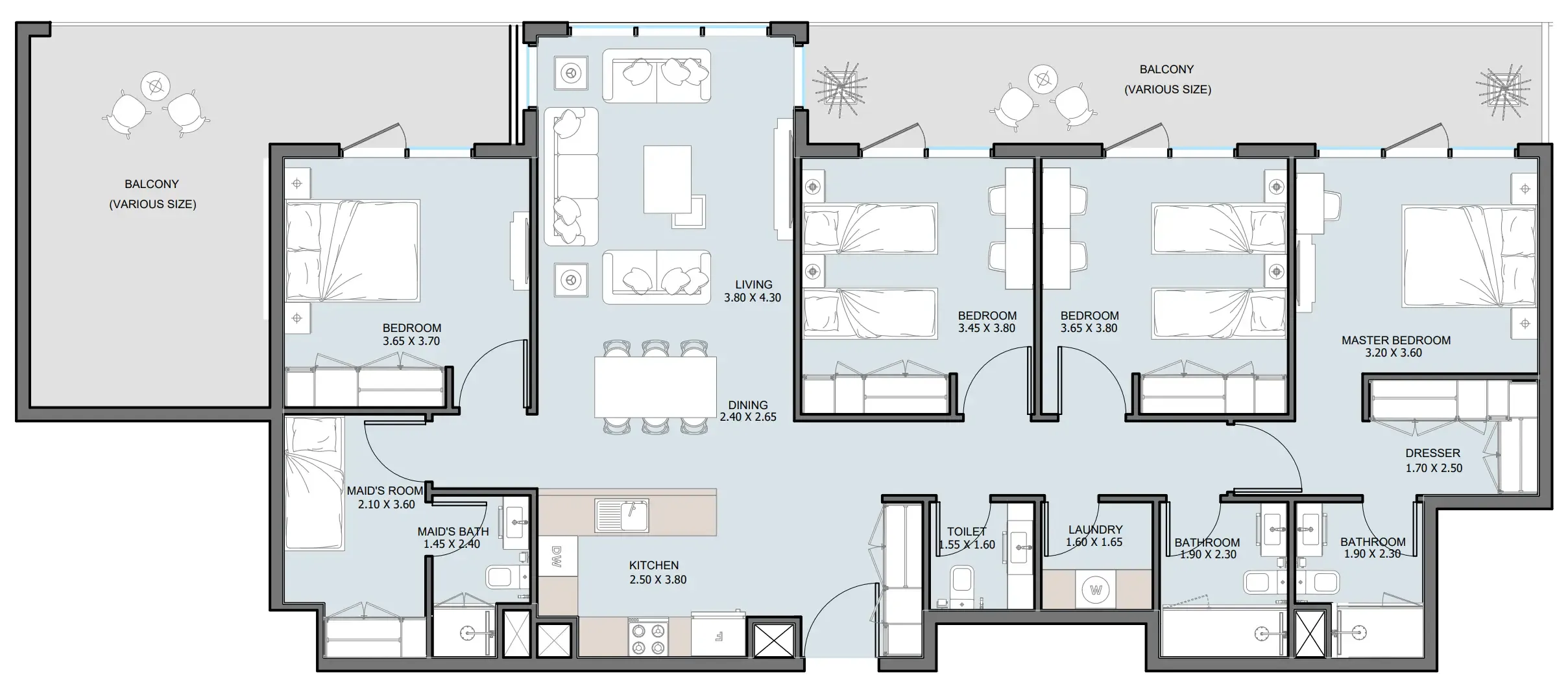 The District 4 bed floor plan, 2,058 sqft