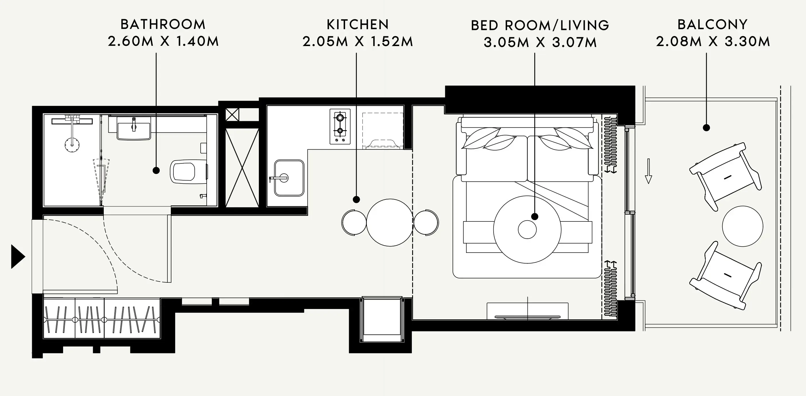 Azizi Venice Studio floor plan, 386 sqft