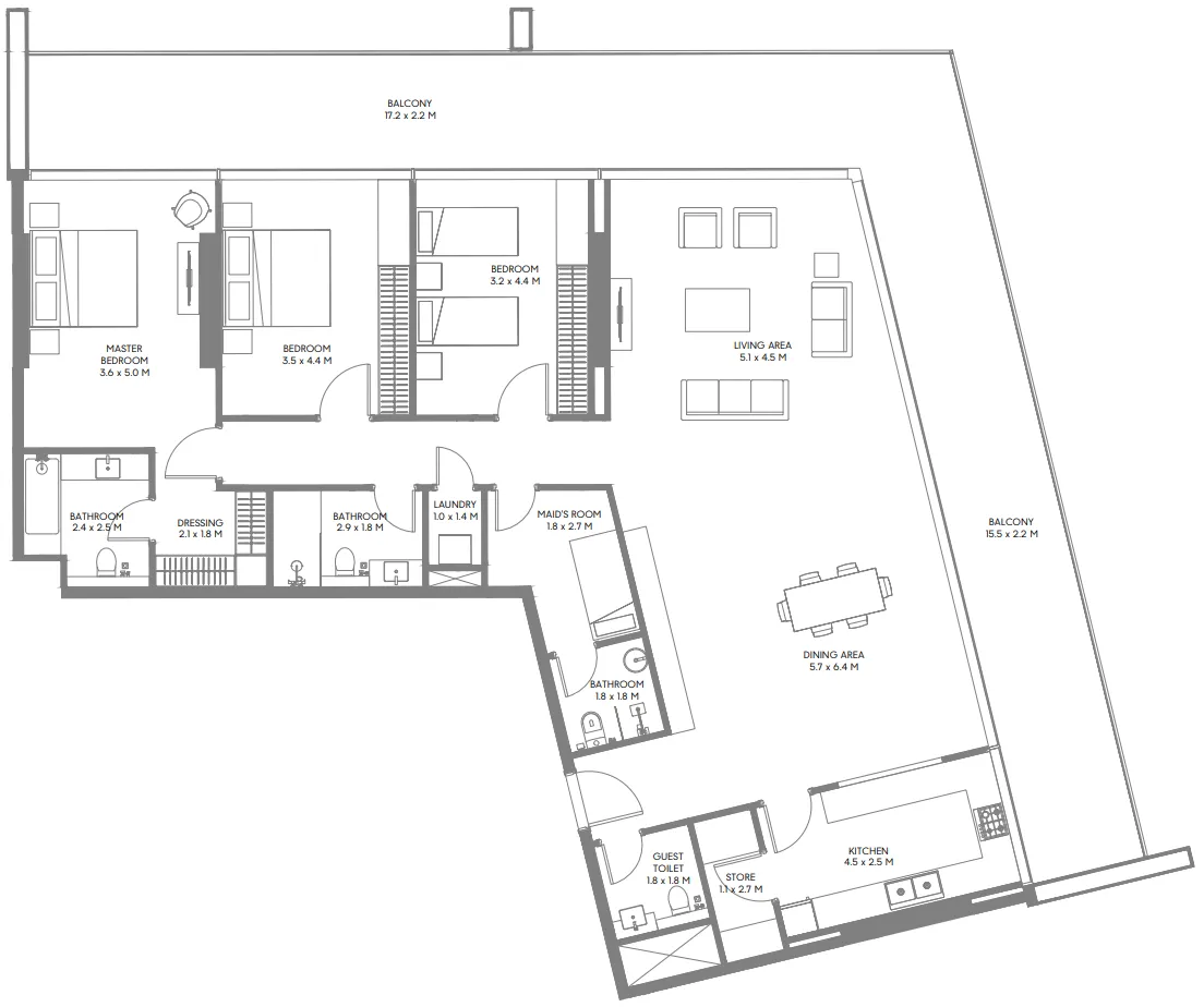 Safa Parkview 3 bed floor plan, 2,717 sqft