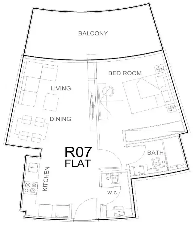 Binghatti HillCrest 1 bed floor plan, 723 sqft