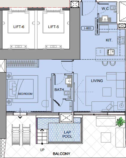 One by Binghatti 1 bed floor plan, 1,031 sqft