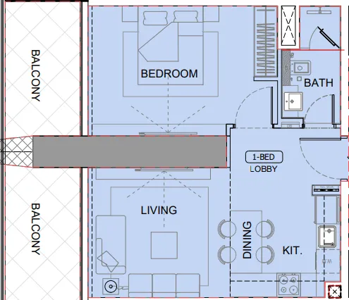One by Binghatti 1 bed floor plan, 781 sqft