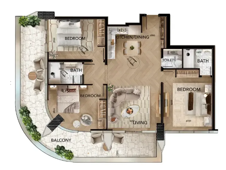 Radiant Bridges 3 bed floor plan, 1,705 sqft