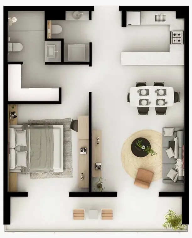 Viera Residences 1 bed floor plan, 801 sqft