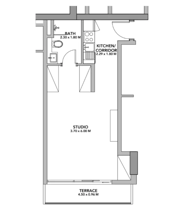 Blue Pearls Studio floor plan, 563 sqft