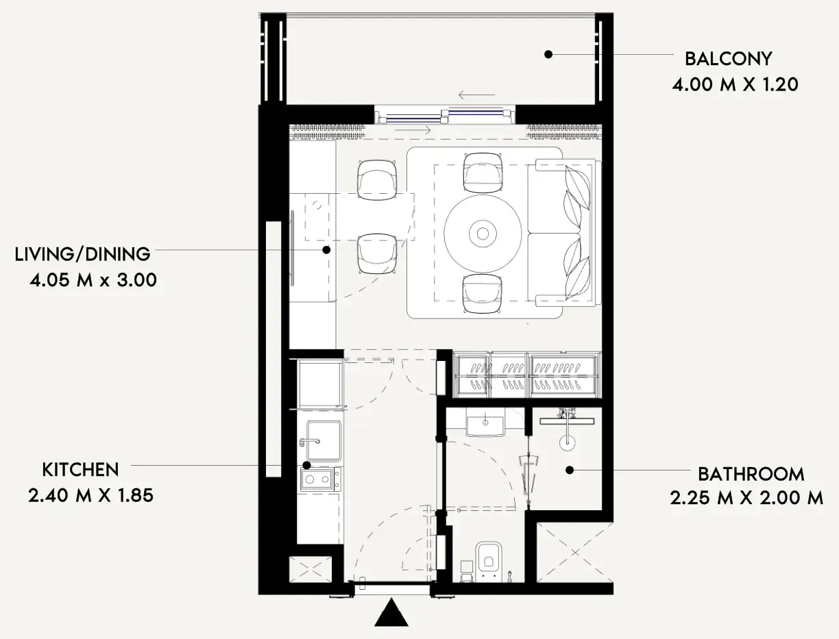 Azizi Lina Studio floor plan, 328 sqft