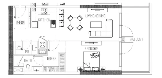 Damac Riverside Views 1 bed floor plan, 946 sqft