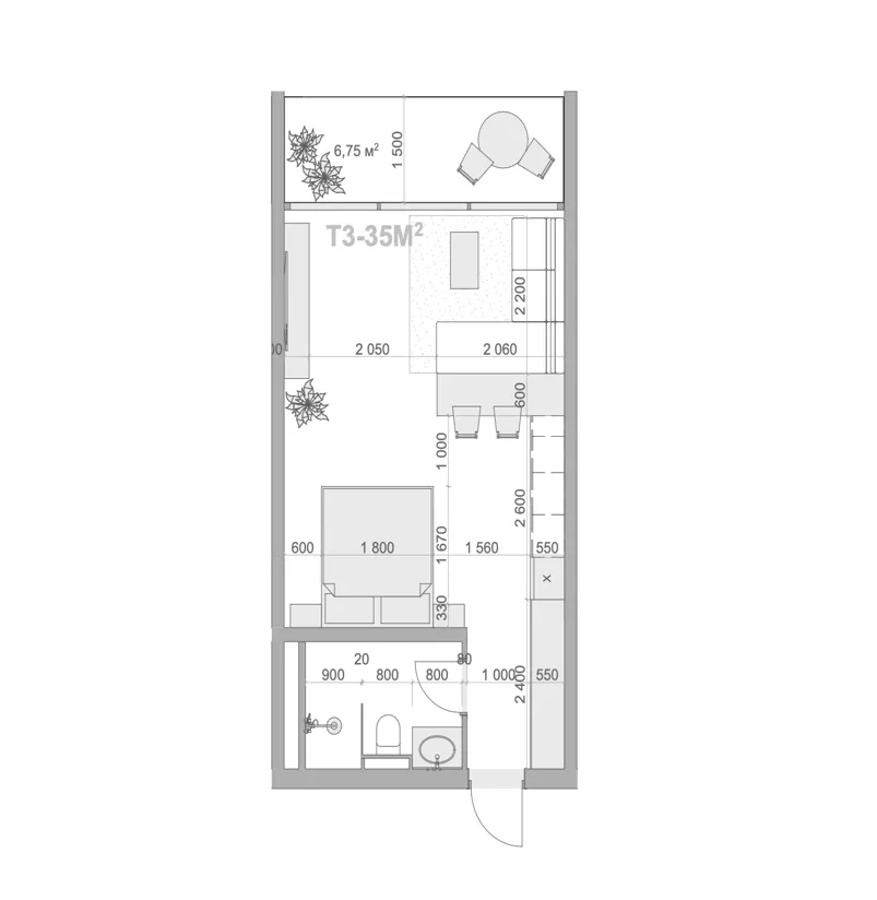 Anta Residence Studio floor plan, 511 – 523 sqft