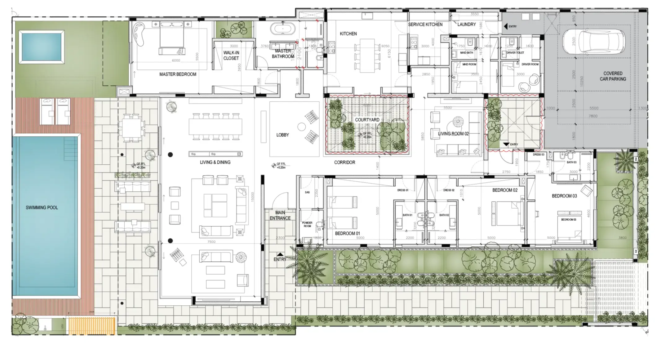 Al Zorah Beach Hills Villa's 4 bed floor plan, 6,759 sqft