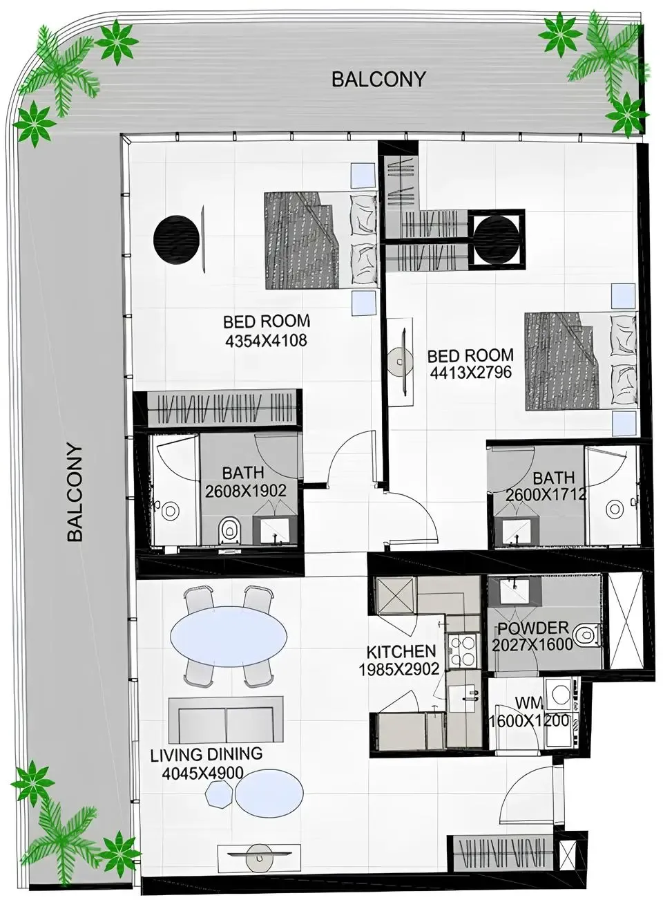 The Community Sports Arena 2 bed floor plan, 1,644 sqft