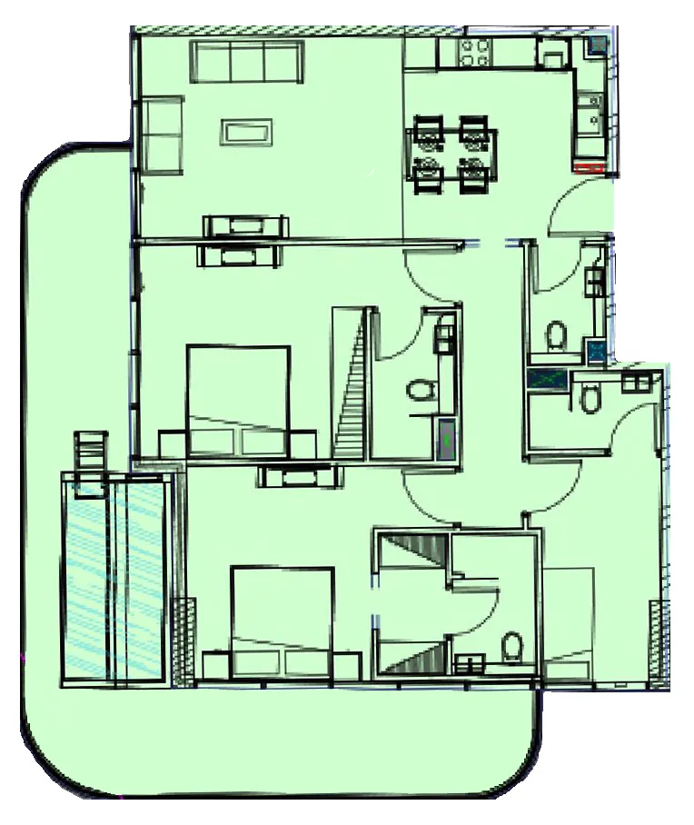 Samana Ocean Bay 2 bed floor plan, 1,492 sqft
