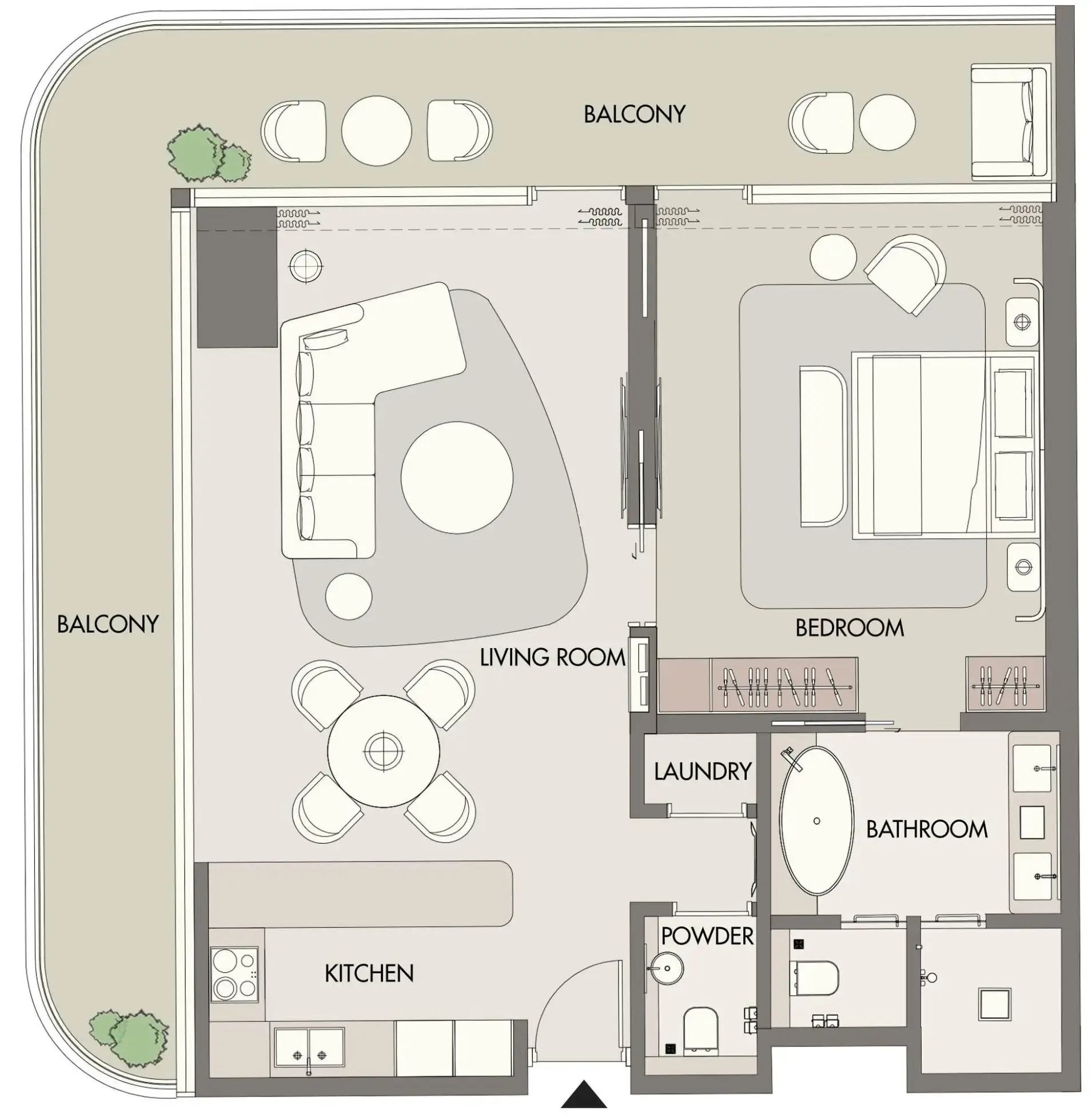 W Hotels and Residences Al Marjan 1 bed floor plan, 1,308 sqft