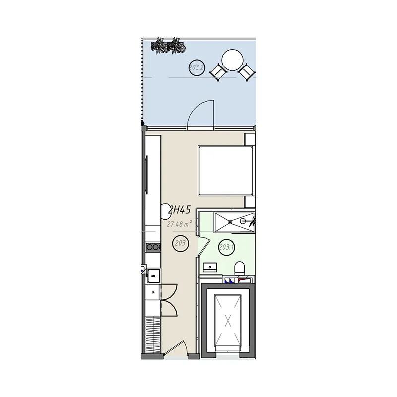 ZEN Studio floor plan, 301 sqft