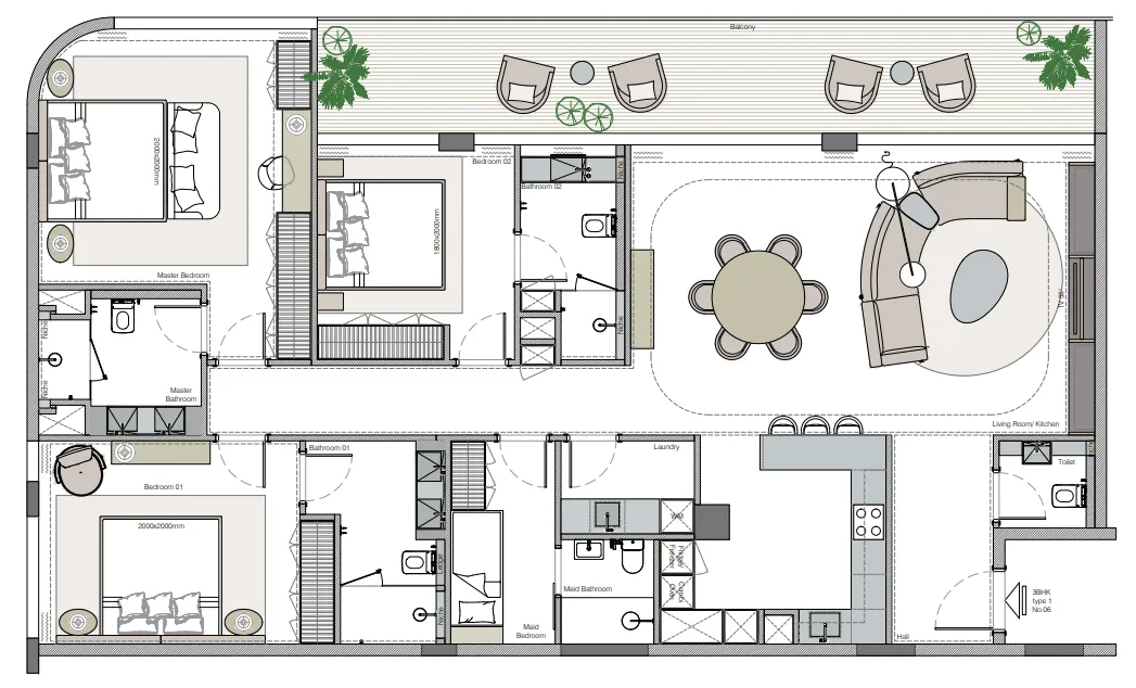 Helvetia Marine by DHG 3 bed floor plan, 2,090 – 2,091 sqft